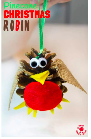 Pinecone Robin Ornament