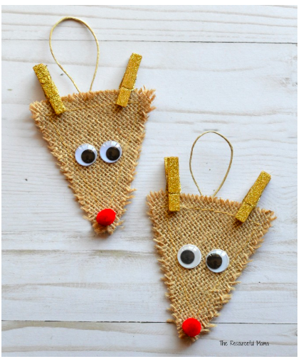 Burlap Reindeer Ornament