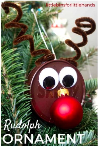 Plastic Lid Reindeer Ornament Plastic Lid Reindeer Ornament